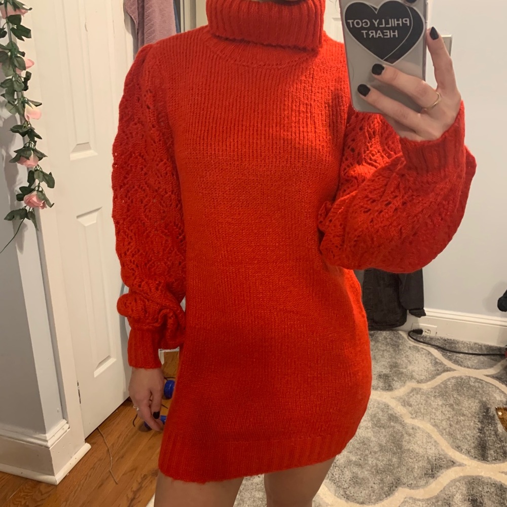 Red Francois turtle neck dress sale - Picture 4 of 12